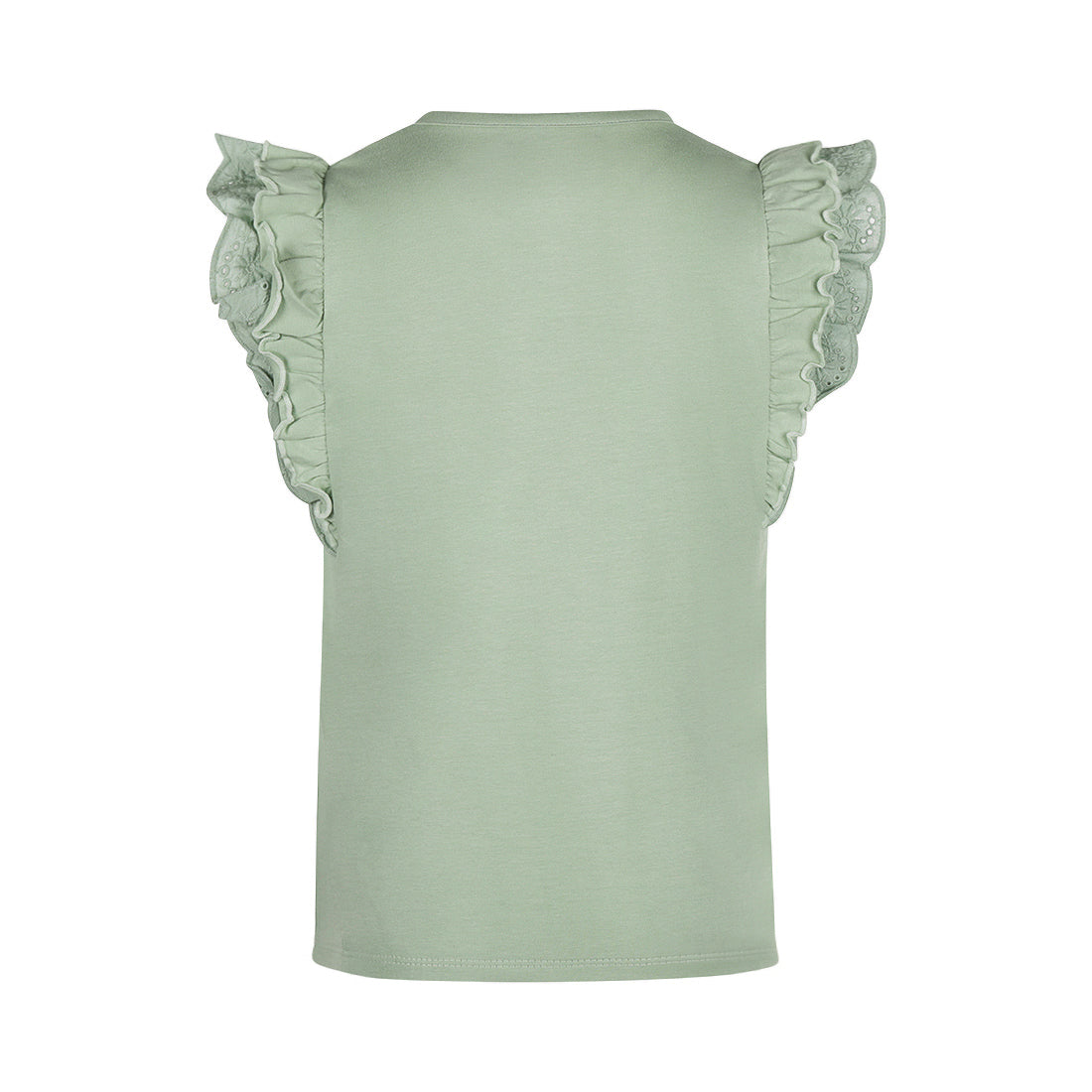 セージグリーンフリルスリーブ Tシャツ