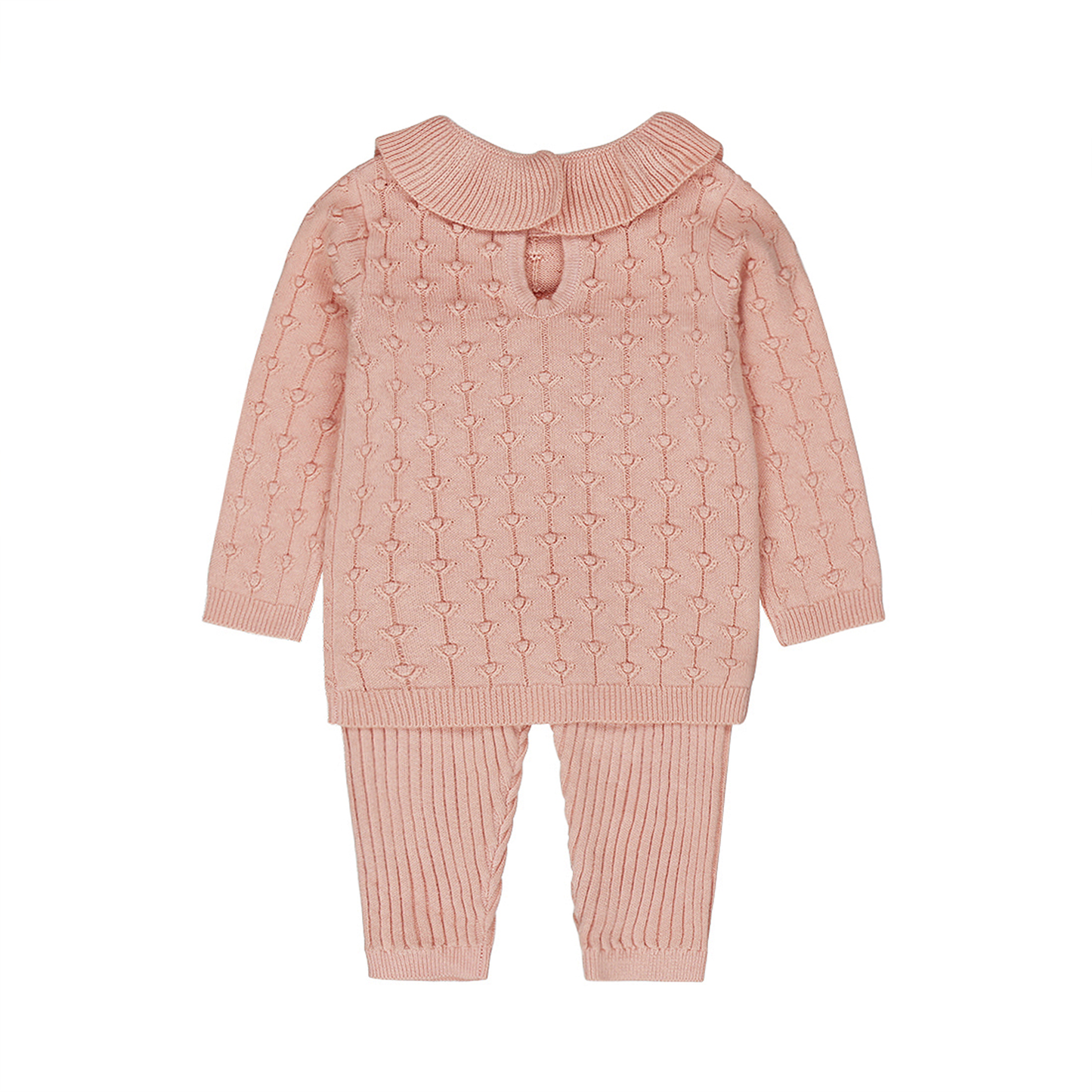 ベビー キッズ 女の子 ニットセットアップ パンツ ピンク ピーチ コーラル 女の子 登園着 入園式 入園準備 保育園 幼稚園 ベビー 女の子 90 セットアップ
