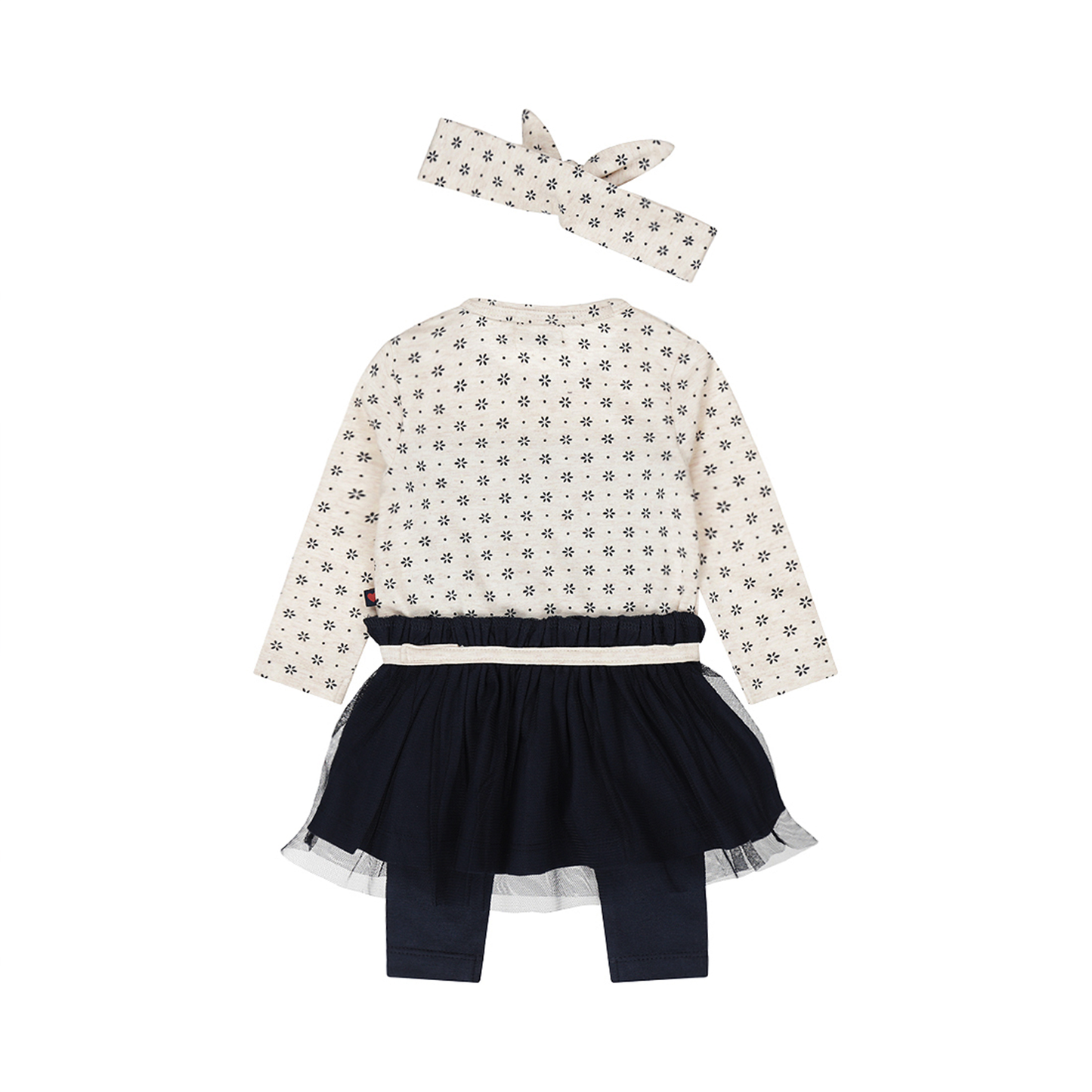 ベビー 女の子 90 ワンピース チュールワンピース セットアップ ターバン付き ネイビー ハート柄 ハートモチーフ 女の子 入園式 入園準備 保育園 幼稚園