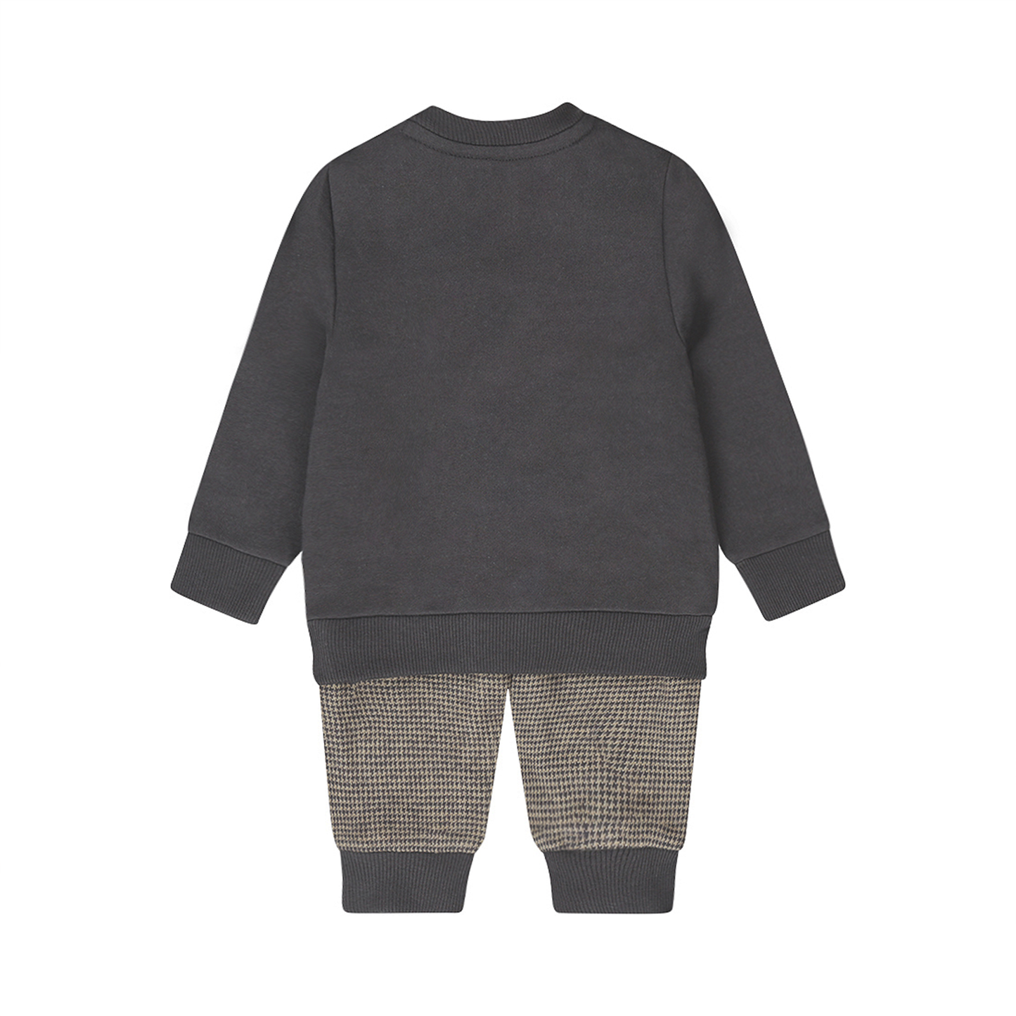 ベビー 男の子 セットアップ 刺繍スウェット チェックスウェットズボン 2点セット ネイビー ダークブルー 保育園着 入園準備 保育園 幼稚園 90