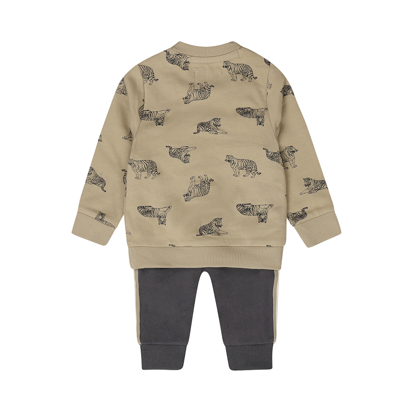ベビー 男の子 セットアップ タイガープリントスウェット ラインスウェットズボン 2点セット ベージュ グレー 虎 トラ 保育園着 入園準備 保育園 幼稚園 90