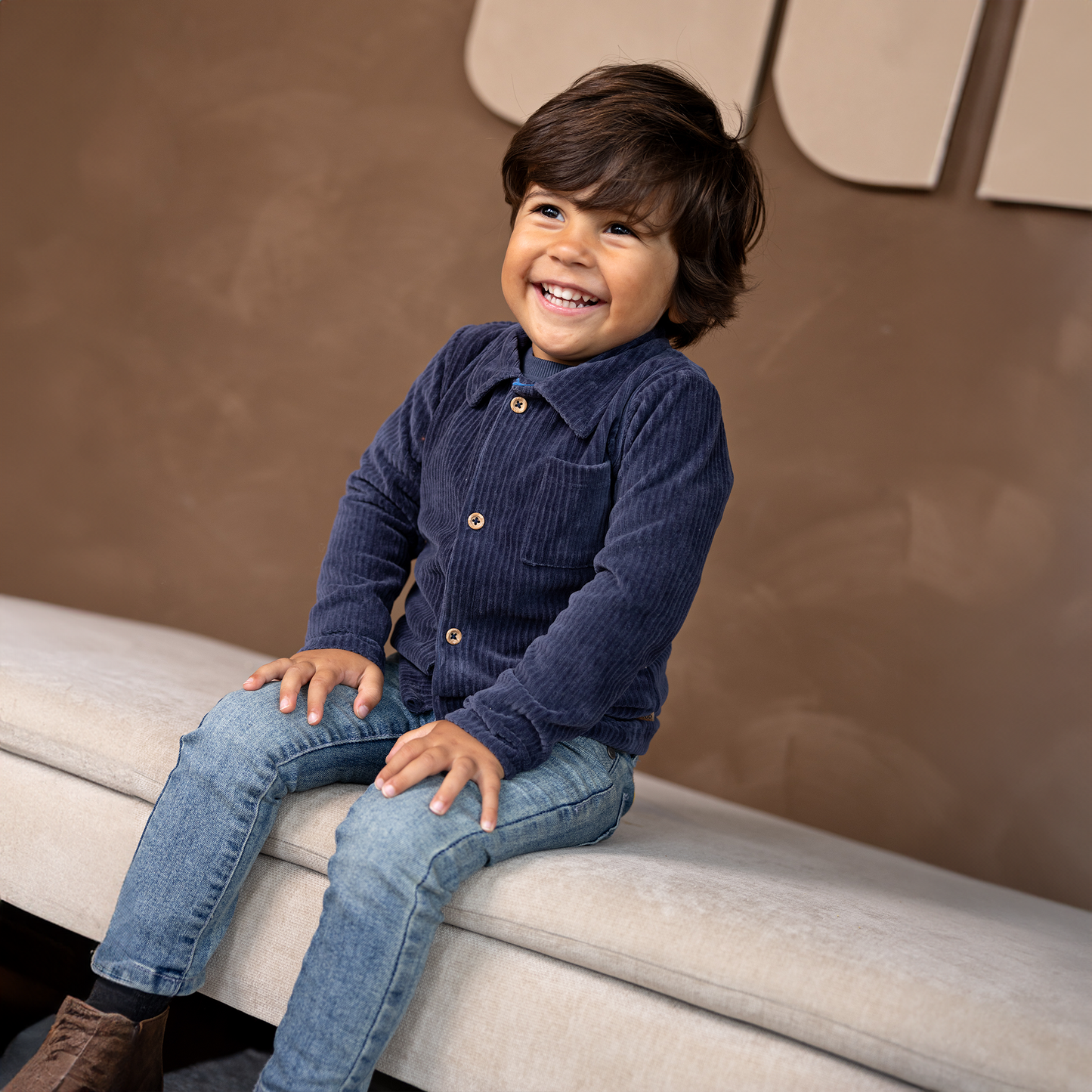 ベビー キッズ 男の子 コーデュロイブルゾン シャツジャケット ネイビー 保育園着 入園準備 保育園 幼稚園 90 100 110
