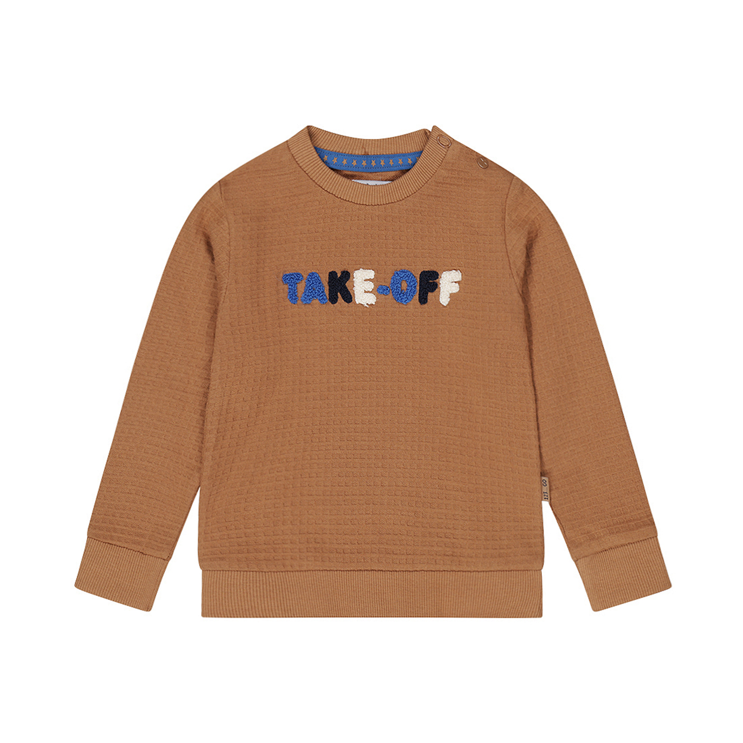 ベビー 男の子 ロゴワッペンワッフルスウェット サガラ刺繍 TAKE OFF ブラウン オレンジ 保育園着 入園準備 保育園 幼稚園 90 100 110