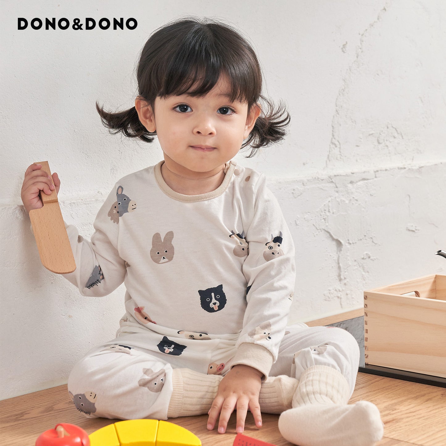 ベビーキッズ長袖パジャマ 0歳から8歳まで選べるサイズ展開 サスティナブルなコットンモダール素材 ーDONO&DONO製品2個以上同時購入で１０%OFFー