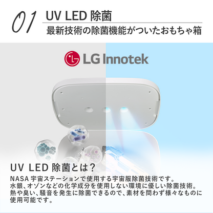 コードレス除菌ボックス UV除菌おもちゃ箱 LGイノテック製LED 52L大容量