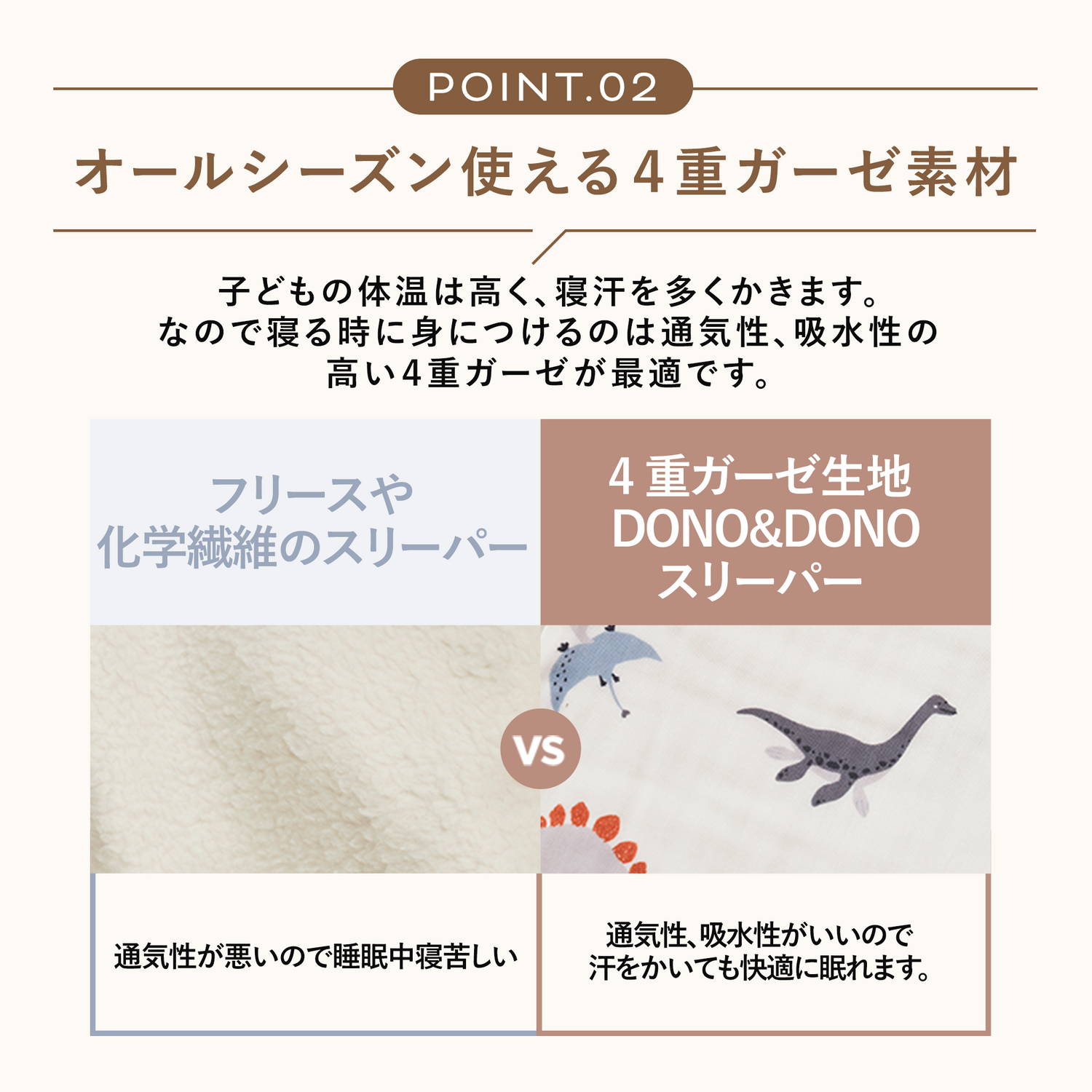 ベビースリーパー 無蛍光ガーゼ素材 ーDONO&DONO製品2個以上同時購入で